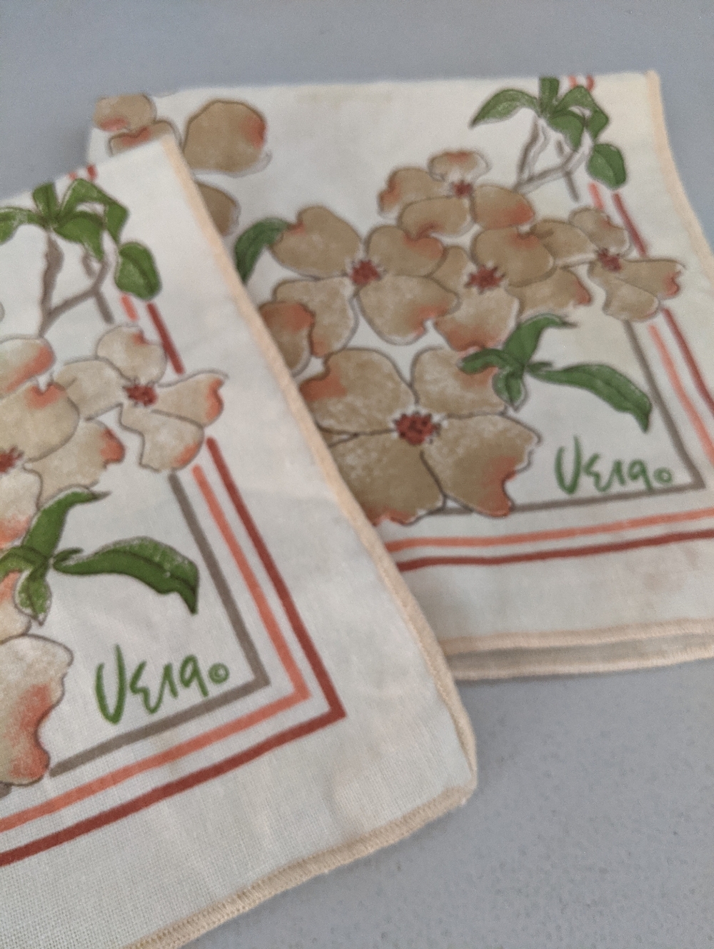 Vintage Vera Handkerchief Napkin Scarf Floral Textiles Decor Collectibles